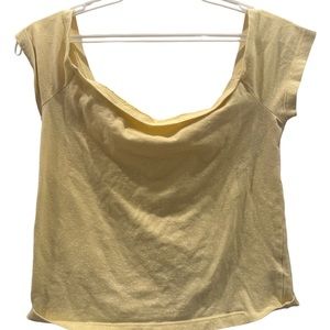 PacSun Basics M Off Shoulder Yellow & White Tee Shirt Top // size/ small